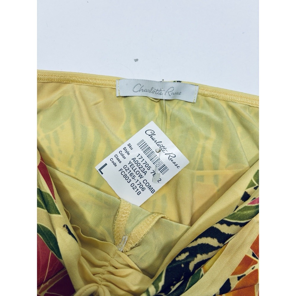 Vintage Y2k 90's Charlotte Russe‎ Women Yellow Halter Top Large Tropical Flowy - Picture 6 of 14